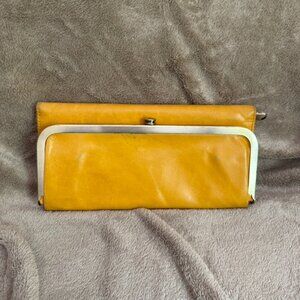 HOBO International Women's Rachel Wallet Mustard Glazed Leather Trifold w/Mirror